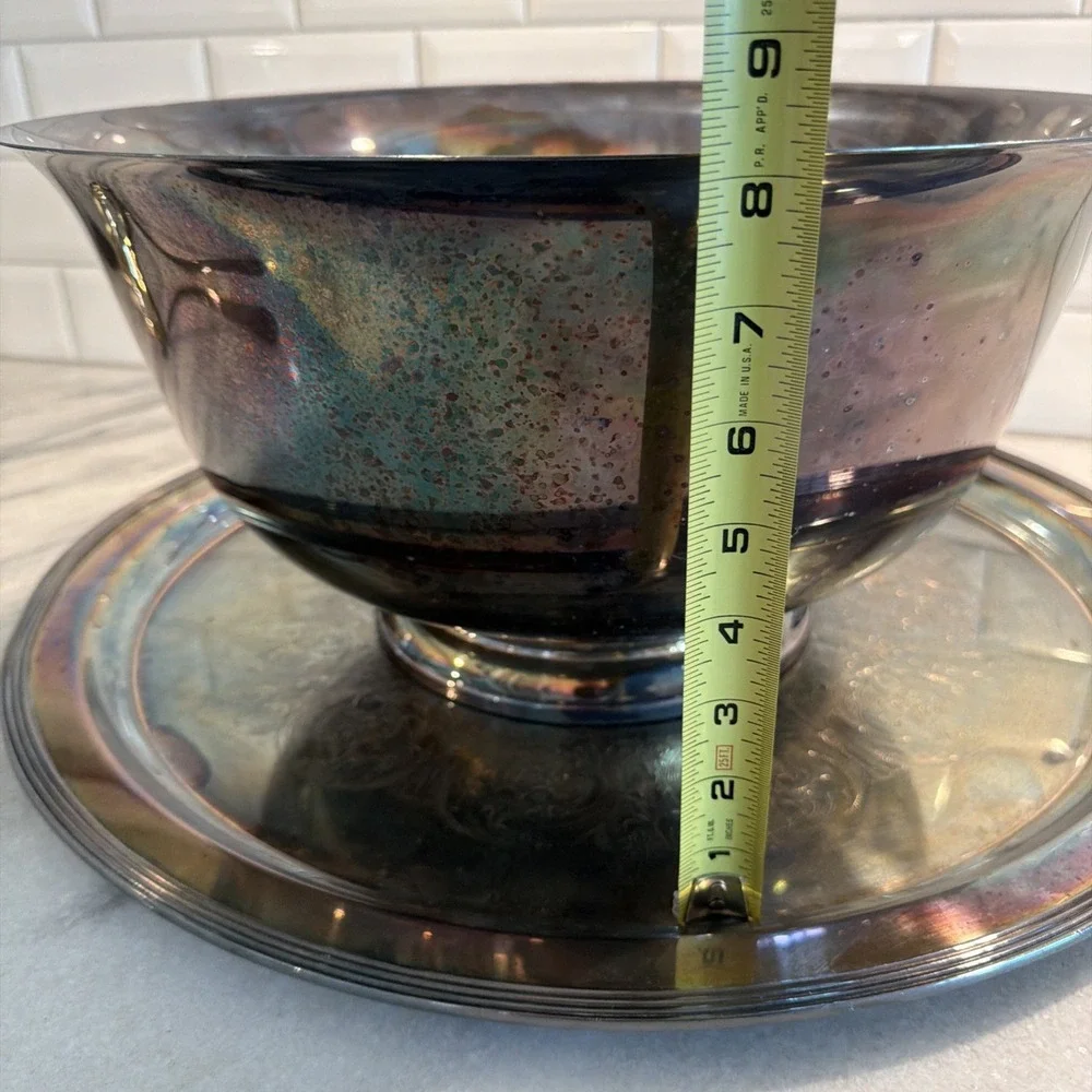 Vintage Large Silver‎ Plated Punchbowl With Large Tray And Ladle Wedding OLA0003